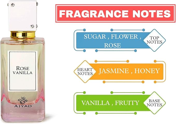 Rose Vanilla by Ajyad 100ml Eau de Parfum Spray Women Arabian Perfume