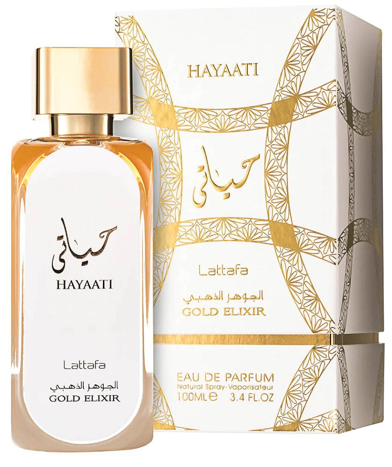 Hayaati Gold Elixir Perfume Spray by Lattafa Vetiver Bergamot Musk Amber 100ml