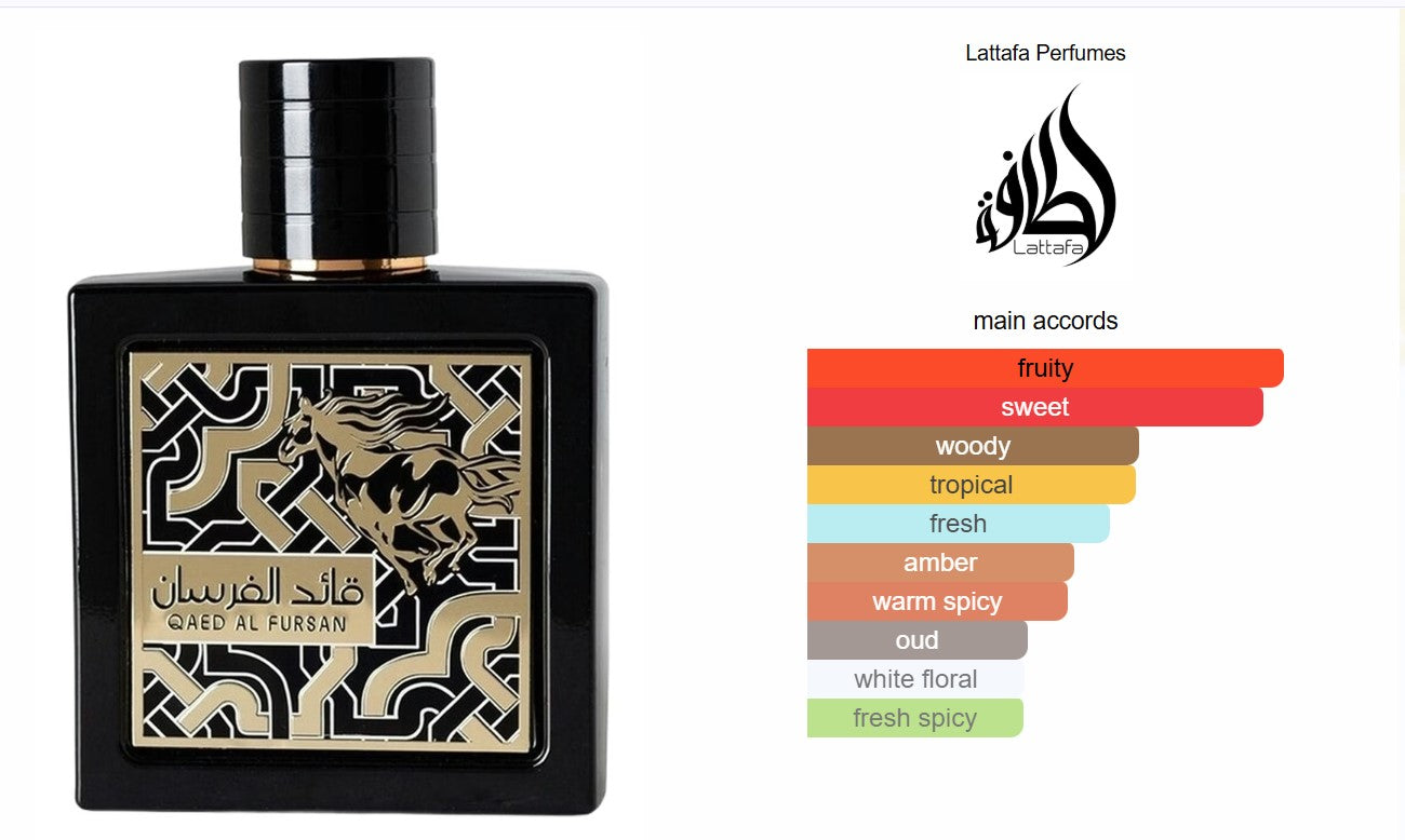 Qaed Al Fursan by Lattafa Arabian Eau De Perfume Spray Fragrance For Unisex 90ml