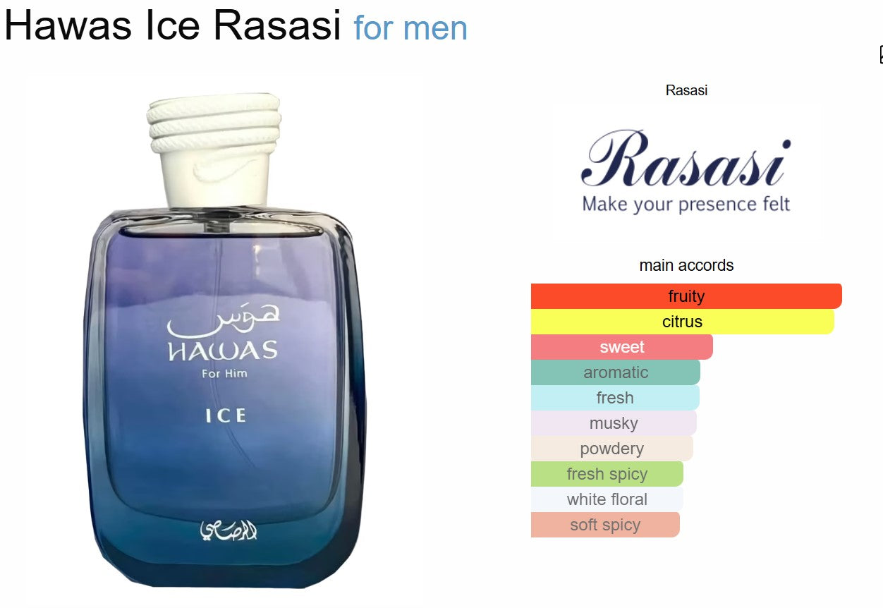 Hawas Ice For Him Perfume 100ml EDP Rasasi