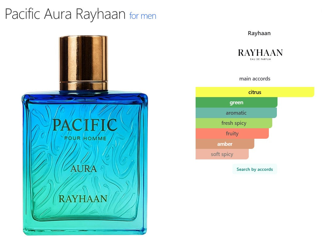 Rayhaan Pacific Aura 100ml Eau De Parfum Unisex