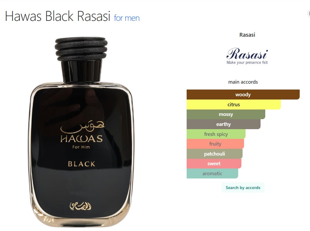 Hawas Black For Him Perfume 100ml EDP Rasasi