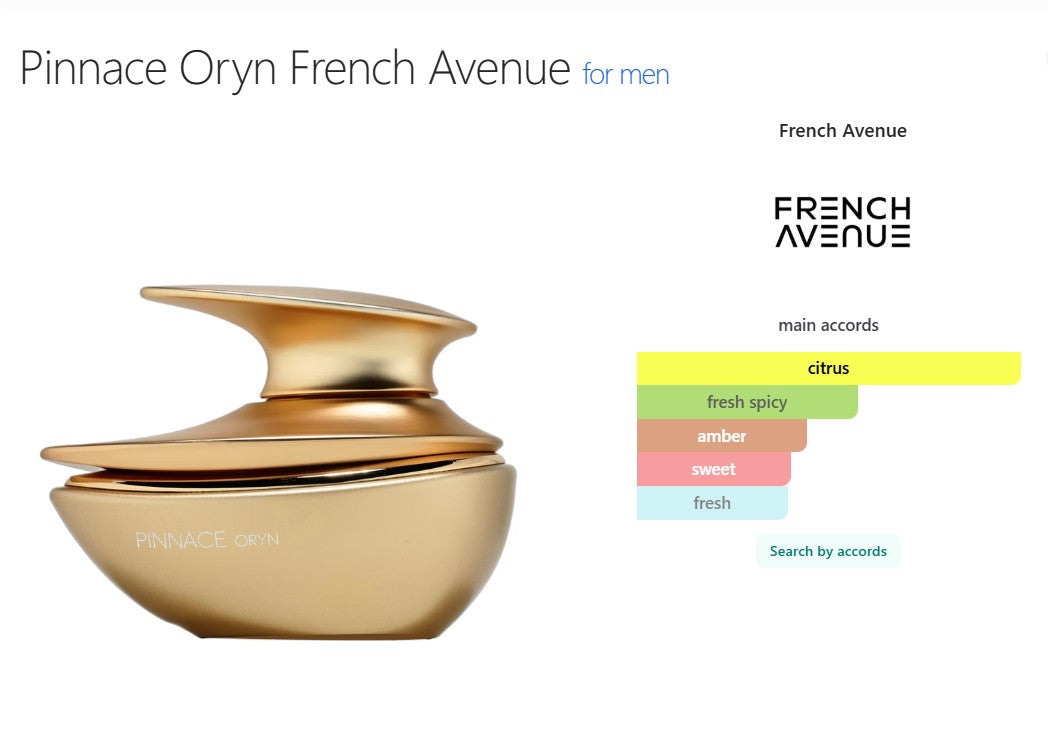 Pinnace Oryn Perfume 100ml EDP French Avenue By Fragrance World