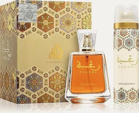 Raghba Eau de Perfume By Lattafa Sweet Powdery Woody Arabian Perfume 100ML